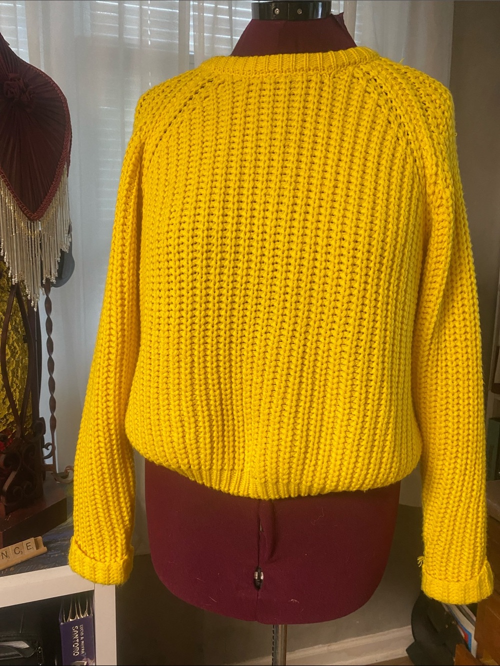 Yellow Chunky Knit Sweater - Women
